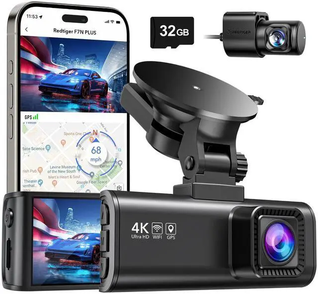 Main image of Dash Cam Front Rear, 4K/2.5K Full HD Dash Camera for Cars, Included 32GB Card, Built-in Wi-Fi GPS, 3.16 IPS Screen, Night Vision, 170°Wide Angle, WDR, 24H Parking Mode(F7NP)
