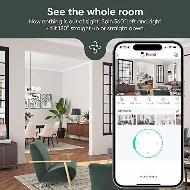 Alt view image 2 of 6 - Cam Pan v3 Indoor/Outdoor IP65-Rated 1080p Pan/Tilt/Zoom Wi-Fi Smart Home Security Camera with Color Night Vision, 2-Way Audio, Compatible with Alexa & Google Assistant, White, 2-Pack