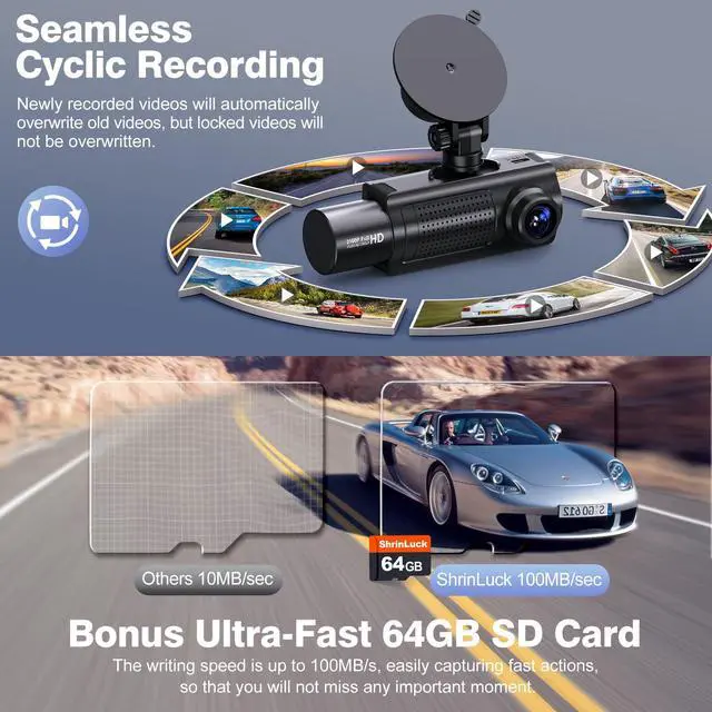 Alt view image 5 of 7 - X5 4K WiFi Dash Cam Front and Rear Inside, 2160P+1080P+1080P FHD 3 Channel Dash Camera for Cars, 360° All Sides Dashcam, Free 64G SD Card, G-Sensor, WDR, Night Vision, 24H Parking Monitor
