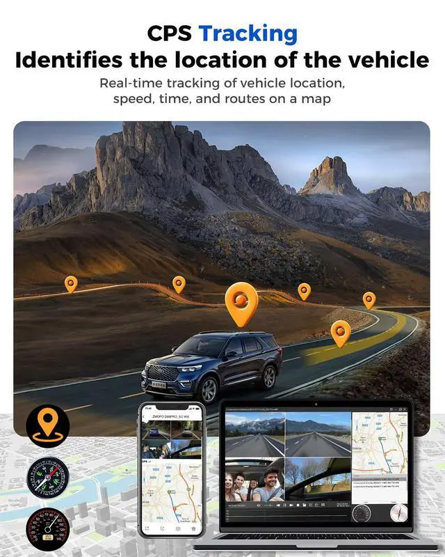 Alt view image 5 of 7 - 360 View 4 Channel Dash Cam Front and Rear Left Right Inside Camera for Cars, GPS and 5G Band WiFi, Night Vision, 160 Wide Angle, WDR, 24H Parking Mode, Supercapacitor, Included 128GB Card