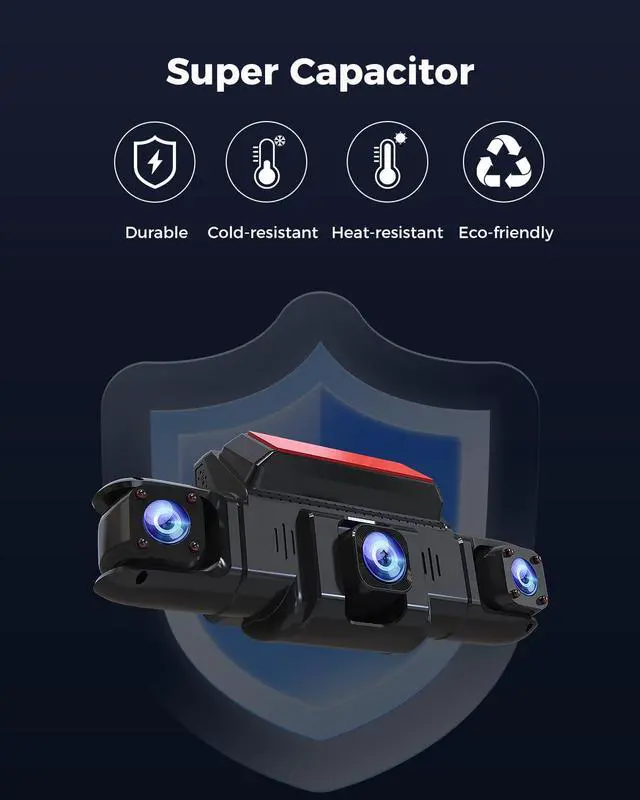 Alt view image 7 of 7 - 360 View 4 Channel Dash Cam Front and Rear Left Right Inside Camera for Cars, GPS and 5G Band WiFi, Night Vision, 160 Wide Angle, WDR, 24H Parking Mode, Supercapacitor, Included 128GB Card