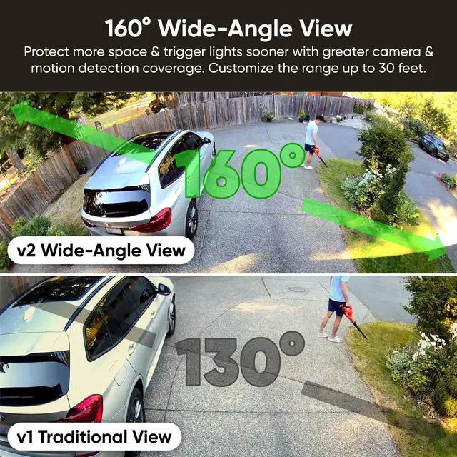 Alt view image 4 of 7 - Floodlight Camera v2, Security Camera Outdoor, 2K HD with Color Night Vision, 2800-Lumen LEDs, 160° Wide View, 105dB Siren, Works with Alexa & Google Assistant, Wired, Free Expert Support