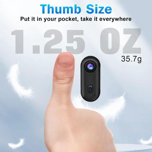Alt view image 2 of 7 - i3 4K Thumb Action Camera, Tiny Size, Mount Anywhere, Small Body Camera with Spring Clip, Portable Vlogging, Hands-Free POV Recording, Helmet Cam for Cycling, Motorcycle (64G-Card, Black)