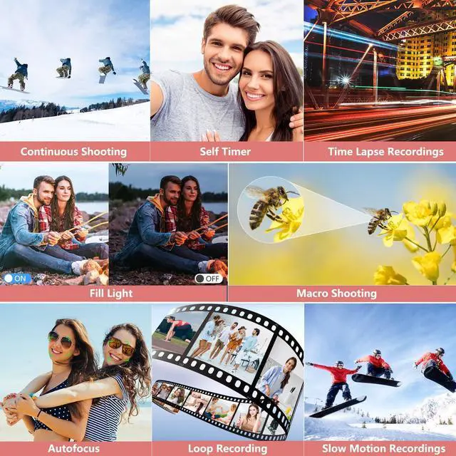 Alt view image 4 of 7 - Digital Camera for Photography, 4K Vlogging Camera for YouTube 3" 180° Flip Screen 18X Digital Zoom Compact Cameras with 32GB TF Card & 2 Batteries, Pink