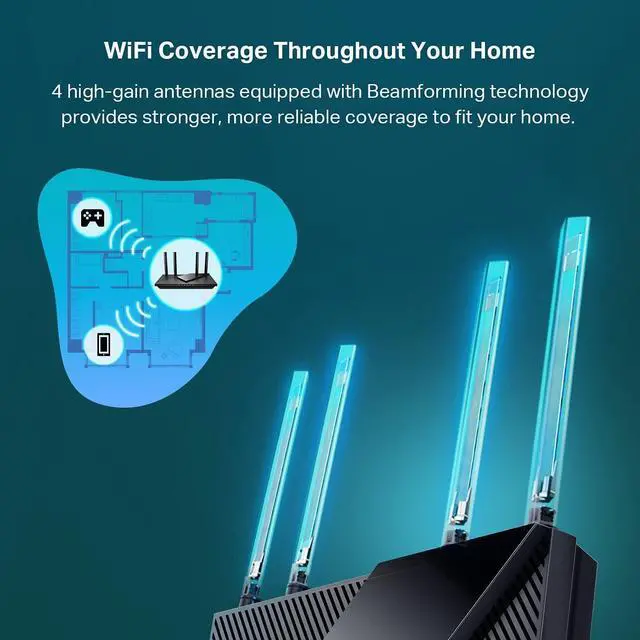 Alt view image 5 of 7 - Dual-Band AX3000 Wi-Fi 6 Router Archer AX55 | Wireless Gigabit Internet Router for Home | EasyMesh Compatible | VPN Clients & Server | HomeShield, OFDMA, MU-MIMO | USB 3.0 | Secure by Design