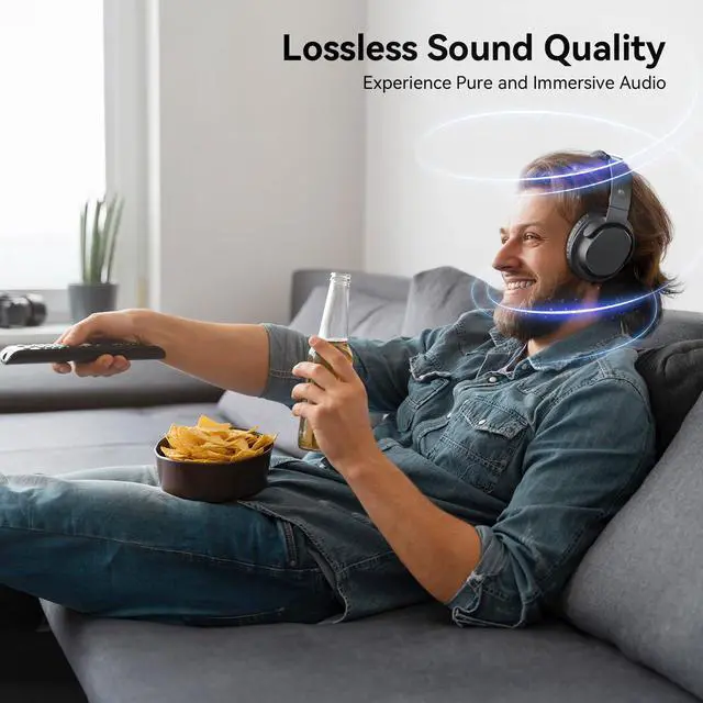 Alt view image 2 of 7 - Wireless Headphones for TV, TV Headphones Wireless for Seniors, Versatile Charging Dock with Transmitter, Instant Audio Sync, 65-Hour Battery Life, Ideal Gift for Parents & Seniors