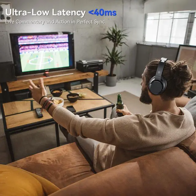 Alt view image 3 of 7 - Wireless Headphones for TV, TV Headphones Wireless for Seniors, Versatile Charging Dock with Transmitter, Instant Audio Sync, 65-Hour Battery Life, Ideal Gift for Parents & Seniors