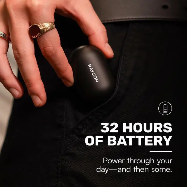 Alt view image 3 of 7 - Everyday Earbuds Classic Bluetooth Wireless with Microphone - Stereo Sound, Active Noise Canceling, in-Ear Bluetooth Headset True Wireless Earbuds 32 Hours Playtime (Black)