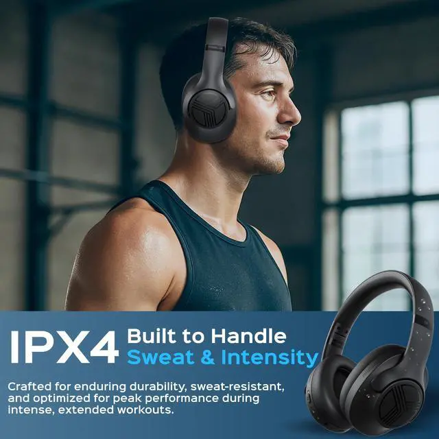 Alt view image 7 of 7 - Z2 Hybrid Active Noise Cancelling Workout Headphones - Signature-HD Sound, Deep Bass, 58H Battery, Comfortable, Foldable Over Ear Bluetooth Headphones Wireless w/Mic for Calls, for Gym, Sport