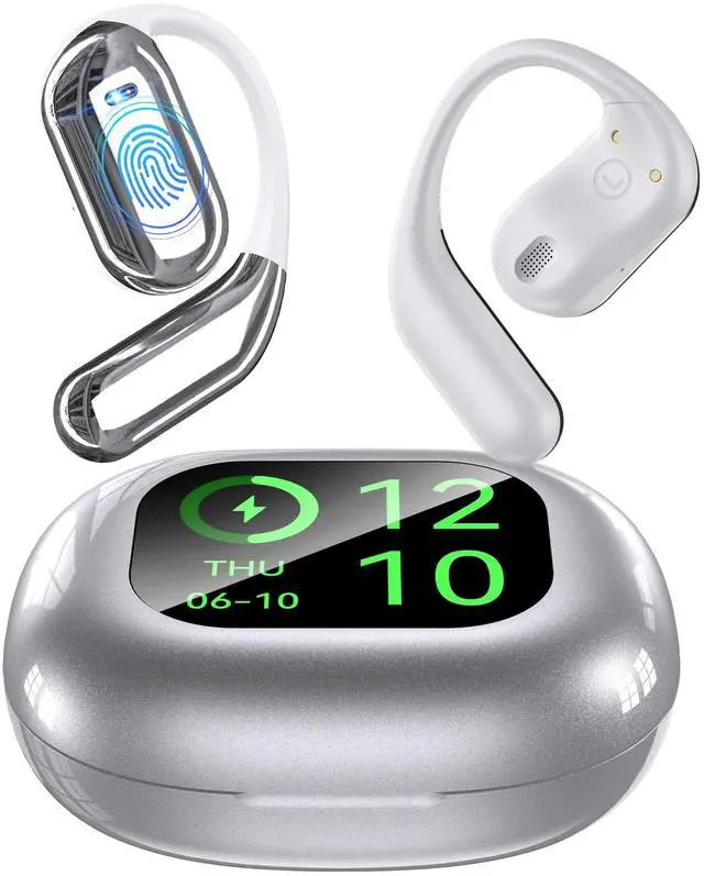 Main image of AI Language Translation Earbuds, Bluetooth 5.4 Headphones Translator for 144 Languages & Accents, OWS LCD Touch Screen Real-Time Earphones Fit iOS and Android Ideal for Travel Business Learning,Silver