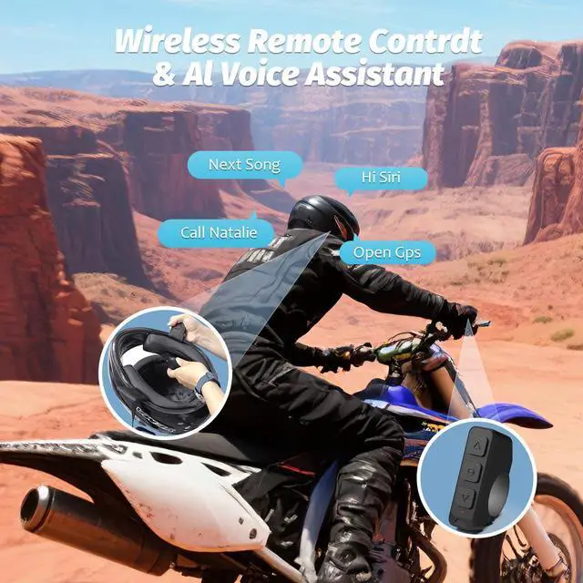 Alt view image 3 of 6 - Motorcycle Bluetooth Headset with Charging Case, Helmet Bluetooth Speaker with Microphones & LED Display, 1900mAh Battery with 50Hours Work Time Wireless Headsets for Skiing and Riding