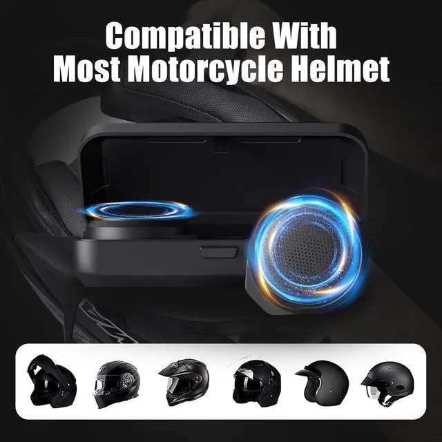 Alt view image 6 of 6 - Motorcycle Bluetooth Headset with Charging Case, Helmet Bluetooth Speaker with Microphones & LED Display, 1900mAh Battery with 50Hours Work Time Wireless Headsets for Skiing and Riding