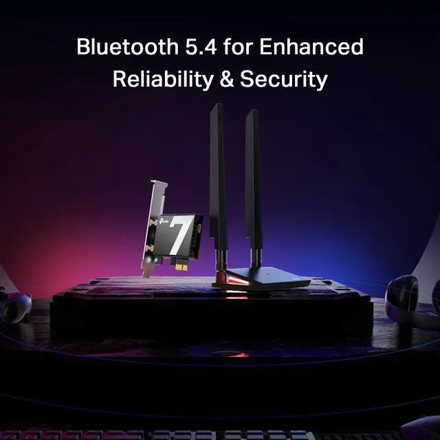Alt view image 4 of 7 - WiFi 7 BE9300 PCIe WiFi Card for Desktop PC(Archer TBE550E), Tri-Band Wireless Adapter, Bluetooth 5.4, Multicolor Status LED, Supports AMD/Intel Motherboard, Not Compatible with Windows 10