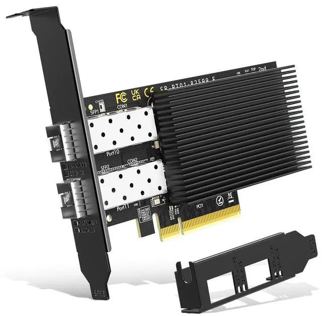 Main image of 10Gb Dual LAN SFP PCI-e Network Card, Intel 82599(X520-DA2) Controller, 10Gbps Ethernet Adapter, 2 * 10Gbe SFP Port, 10G NIC Card, Support Windows/Windows Server/Linux/VMware