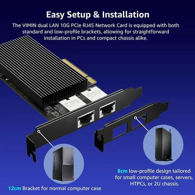 Alt view image 7 of 7 - 10G PCI-E Network Card with 10Gbps Dual RJ45 Ports, Intel X540-T2 Conrtoller, 10Gb Ethernet Adapter Card Compatible with PCI Express X8, X16, Support Windows/Windows Server/Linux/VMware