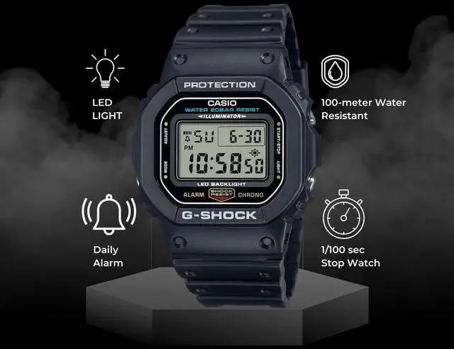 Alt view image 2 of 3 - Shock Resistant DW5600UE-1V Men's Water Resistant Black Resin Sport Watch