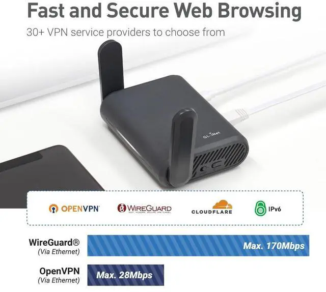 Alt view image 2 of 6 - GL-A1300 Pocket VPN Travel Router - Portable Wi-Fi Router for Travel, Easy to Set up, Connect to Public & Hotel Wi-Fi login Page