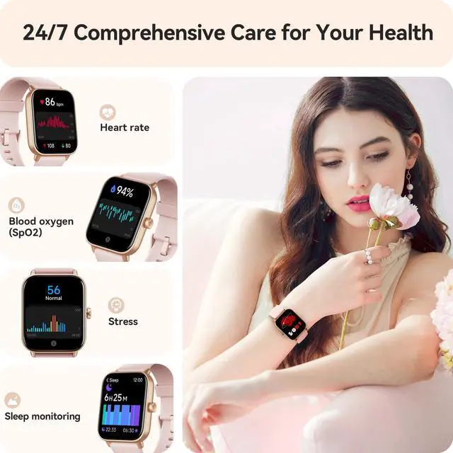 Alt view image 2 of 7 - Smart Watch for Women Android & iPhone, Alexa Built-in, IP68 Waterproof Activity Fitness Tracker with Bluetooth Call (Answer/Make), 1.8" Smartwatch with Heart Rate/SpO2/Sleep Monitor, 100+ Sports Mode