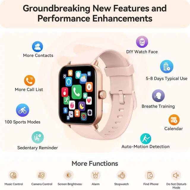 Alt view image 6 of 7 - Smart Watch for Women Android & iPhone, Alexa Built-in, IP68 Waterproof Activity Fitness Tracker with Bluetooth Call (Answer/Make), 1.8" Smartwatch with Heart Rate/SpO2/Sleep Monitor, 100+ Sports Mode