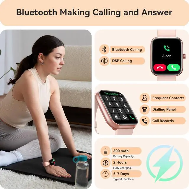 Alt view image 2 of 7 - Smart Watch for Women, Smartwatch for iPhone & Android Bluetooth (Answer/Call) Built-in Alexa, 1.91" HD Fitness Tracker with 105+ Sport Modes, IP68 Waterproof, Sleep/Heart Rate/SpO2/Stress Monitor