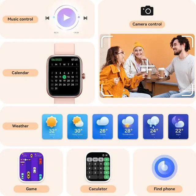 Alt view image 7 of 7 - Smart Watch for Women, Smartwatch for iPhone & Android Bluetooth (Answer/Call) Built-in Alexa, 1.91" HD Fitness Tracker with 105+ Sport Modes, IP68 Waterproof, Sleep/Heart Rate/SpO2/Stress Monitor