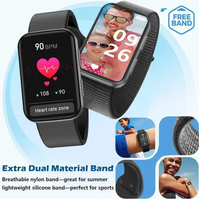 Alt view image 2 of 7 - Health Fitness Tracker with Blood oxy-gen Monitor and 24/7 Heart Rate and Blood Pressure, Sleep Monitor, 120+ Sport Modes Waterproof Fitness Watch for Women Men Android iOS, Black