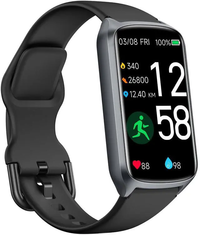 Main image of Health Fitness Tracker with 24/7 Heart Rate, Blood Oxygen, Blood Pressure, Sleep Tracker, 5ATM Waterproof Activity Trackers with Step Tracker, Pedometer (S & L Bands Included)