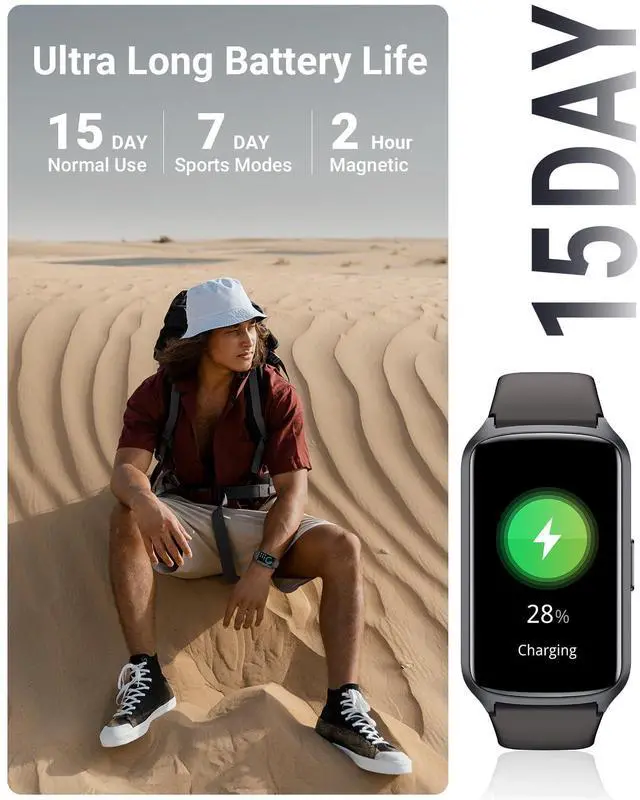 Alt view image 5 of 7 - Health Fitness Tracker with 24/7 Heart Rate, Blood Oxygen, Blood Pressure, Sleep Tracker, 5ATM Waterproof Activity Trackers with Step Tracker, Pedometer (S & L Bands Included)