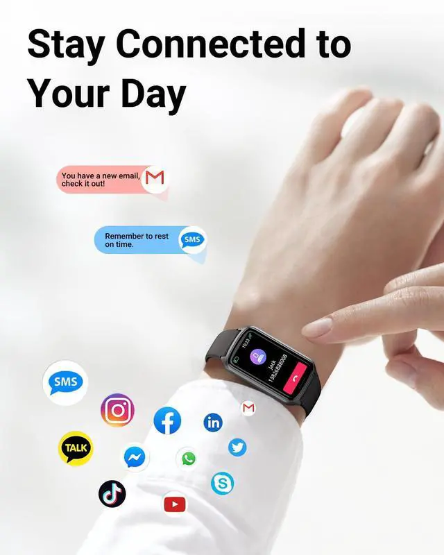 Alt view image 6 of 7 - Health Fitness Tracker with 24/7 Heart Rate, Blood Oxygen, Blood Pressure, Sleep Tracker, 5ATM Waterproof Activity Trackers with Step Tracker, Pedometer (S & L Bands Included)