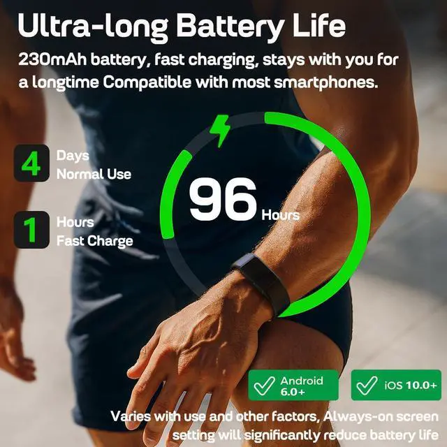 Alt view image 6 of 7 - Slim Fitness Trackers, Fitness Watch with 24/7 Heart Rate, Blood Pressure, Blood Oxygen, Stress Monitor, AMOLED Activity Tracker Step Calorie Counter, IP68 Waterproof Smart Watch for Women Men