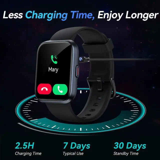 Alt view image 6 of 7 - Smart Watches for Men Android & iPhone, 1.8" Alexa Built-in Smartwatches Fitness Tracker Watch with Bluetooth Calls, IP68 Waterproof, Heart Rate/Sleep/SpO2 Monitor, 110 Sport Modes - Black