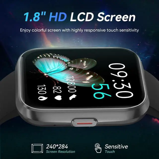 Alt view image 7 of 7 - Smart Watches for Men Android & iPhone, 1.8" Alexa Built-in Smartwatches Fitness Tracker Watch with Bluetooth Calls, IP68 Waterproof, Heart Rate/Sleep/SpO2 Monitor, 110 Sport Modes - Black