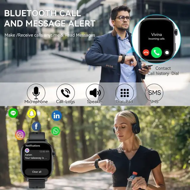 Alt view image 4 of 7 - Smart Watch GPS, 2.06"HD AMOLED Display Smartwatch for Men/Women(Answer/Make Call),110+ Workout Mode, 5 ATM Water-Resistance, Heart Rate/Sleep Monitor /Stress, Pedometer Running Watch for Android/iOS