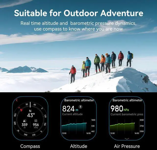 Alt view image 2 of 7 - Smart Watch GPS, 2.06"HD AMOLED Display Smartwatch for Men/Women(Answer/Make Call),110+ Workout Mode, 5 ATM Water-Resistance, Heart Rate/Sleep Monitor /Stress, Pedometer Running Watch for Android/iOS