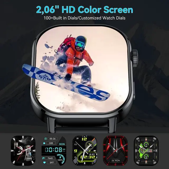 Alt view image 5 of 7 - Smart Watch GPS, 2.06"HD AMOLED Display Smartwatch for Men/Women(Answer/Make Call),110+ Workout Mode, 5 ATM Water-Resistance, Heart Rate/Sleep Monitor /Stress, Pedometer Running Watch for Android/iOS