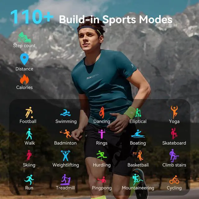 Alt view image 6 of 7 - Smart Watch GPS, 2.06"HD AMOLED Display Smartwatch for Men/Women(Answer/Make Call),110+ Workout Mode, 5 ATM Water-Resistance, Heart Rate/Sleep Monitor /Stress, Pedometer Running Watch for Android/iOS