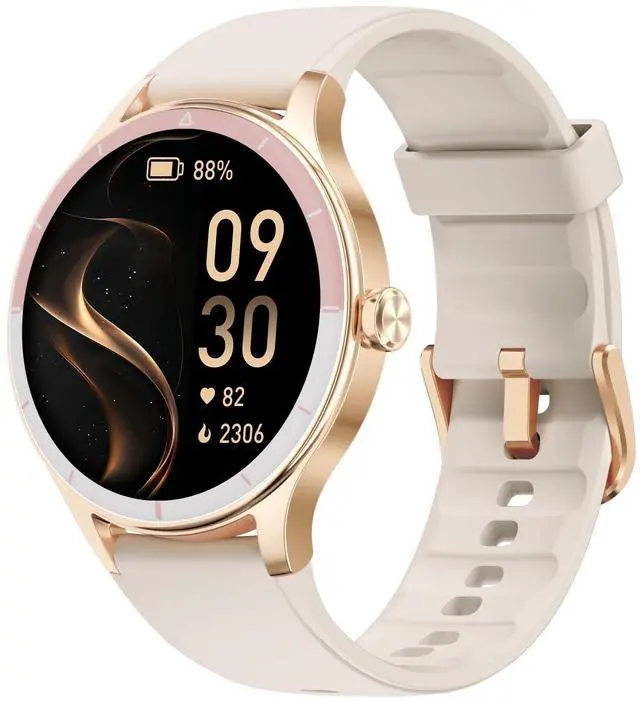 Main image of Smart Watch for Women, Smartwatch Compatible Android and iOS Phone, Answer/Make Calls, Fitness Tracker/Step Counter/Running Watch, Sleep/Heart Rate Monitor, 100 Sports, IP68 Waterproof, Beige