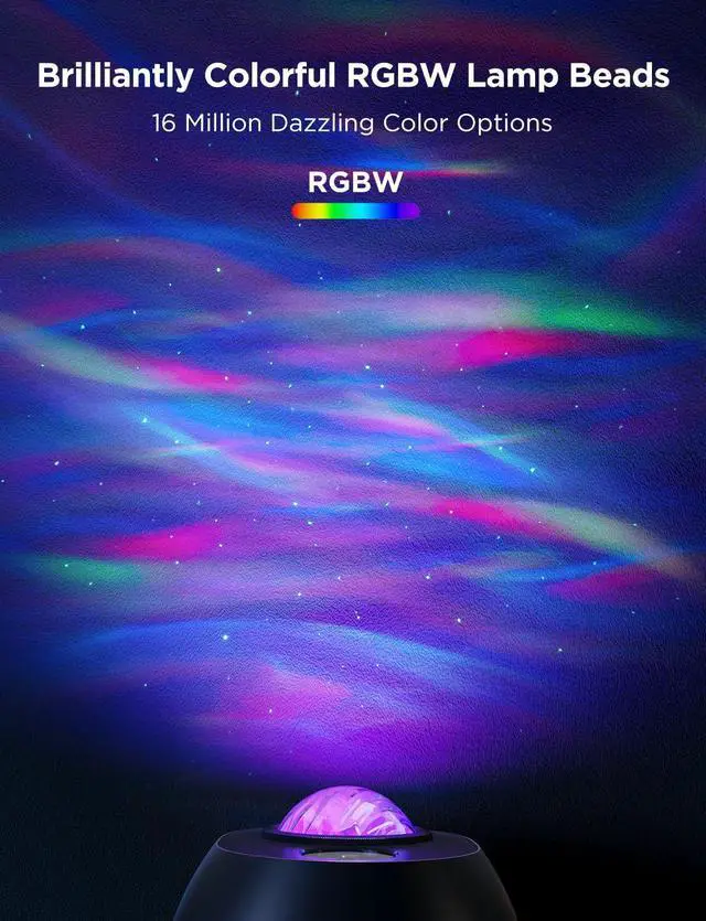 Alt view image 2 of 7 - Star Light Projector with 3 Aurora Flowing Effects, Star Projector Works with Matter, Alexa and Google Assistant, 16 Million Colors, 52 Scene Modes, Night Light Projector, Without Plug