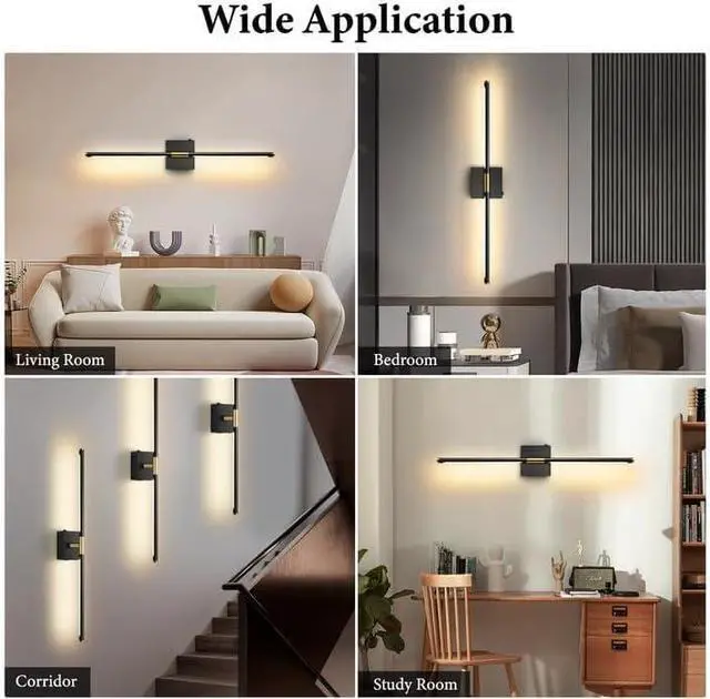 Alt view image 6 of 7 - Wall Sconces Set of 2 Battery Operated, Wireless USB Rechargeable Wall Lights with Remote Control, 360° Rotation, 8000mAh LED Dimmable Picture Lamp for Living Room,Bedroom,Hallway (30in Black)