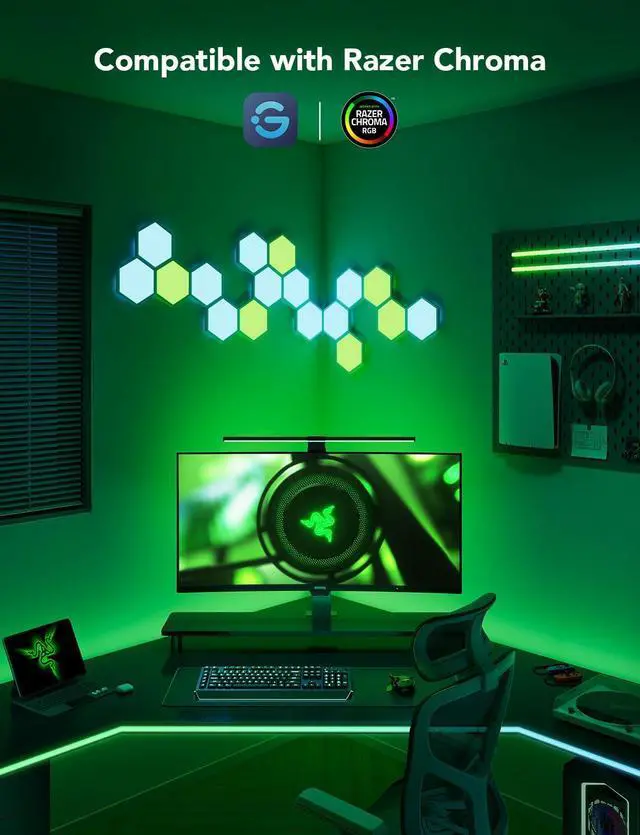 Alt view image 5 of 6 - Gaming Light for Monitor G1, RGBIC LED Backlight for 27-34 Inch PC, Smart LED Lights for Monitors with Color Matching, Adapts to Curved Monitors, Double Strip Light Beads with 123 Scene Modes