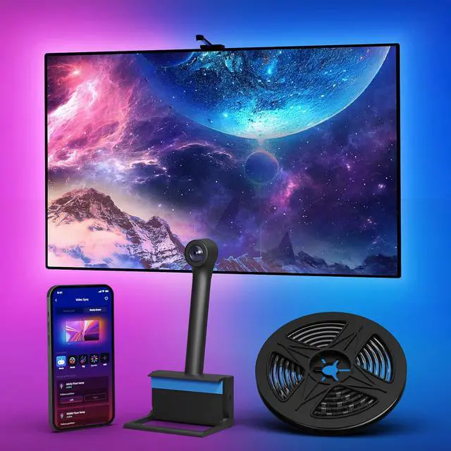 Main image of Smart TV LED Backlight with Camera, 16.4ft LED Strip Lights Sync to Screen & Music, Color Changing Lights for TV, Works with Alexa & Google Assistant, App Control