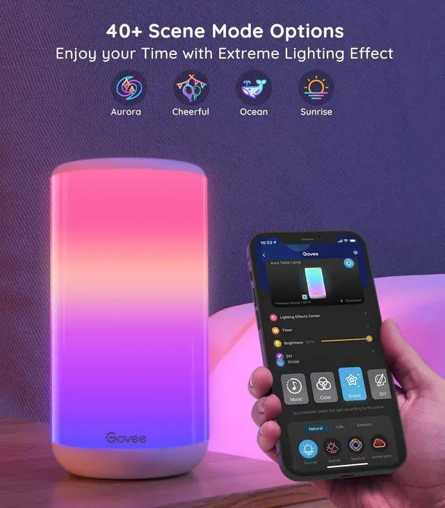 Alt view image 4 of 7 - RGBIC Table Lamp, Smart Lamp Work with Alexa, LED Lamp with Music Sync and 43 Scene Modes, Color Changing Lamp for Bedroom Decor, Dimmable Night Light (Corded Electric)