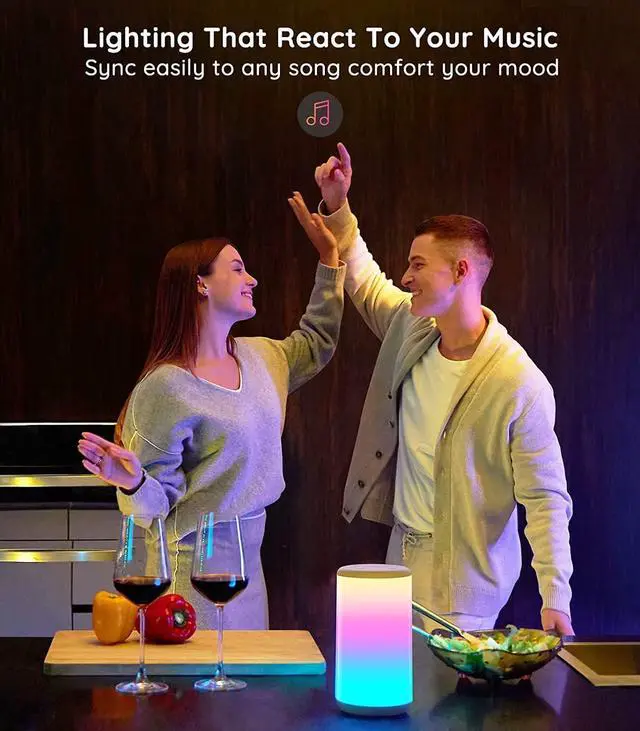 Alt view image 6 of 7 - RGBIC Table Lamp, Smart Lamp Work with Alexa, LED Lamp with Music Sync and 43 Scene Modes, Color Changing Lamp for Bedroom Decor, Dimmable Night Light (Corded Electric)