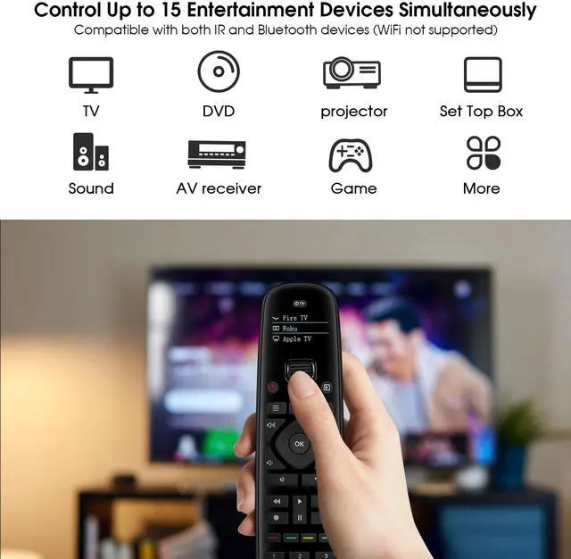 Alt view image 3 of 7 - U2 Universal Remote with Backlit Button, All in One Universal Remote Control with App Control, Custom Macros, Compatible with Smart TVs,Sound Bar and DVD/Blu-ray Players, and More