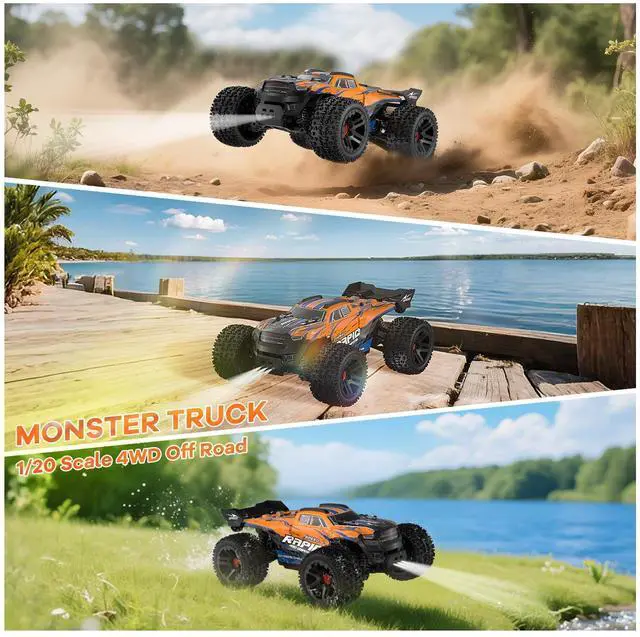 Alt view image 5 of 6 - Remote Control Car, High Speed All Terrain Off Road Fast RC Cars with 2.4 GHz,1:20 Scale Max 38 KPH 4WD Waterproof Electric RC Truck Toys, Christmas Birthday Gifts for Adults & Teen Boys