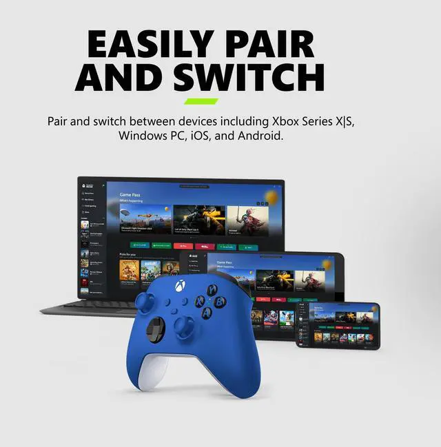 Alt view image 5 of 6 - Wireless Gaming Controller (2025)  Shock Blue  Play on , Windows, Android, iOS, FireTV Sticks, Smart TVs, VR Headsets