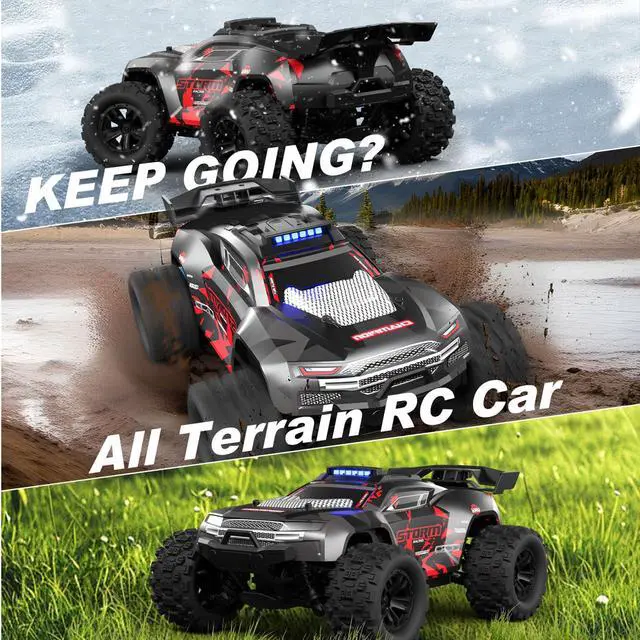 Alt view image 4 of 7 - 1:18 Scale All Terrain RC Cars, 40km/h High Speed Remote Control Car, 2.4Ghz RC Car Toys Gifts for Kids and Adults, 4WD Electric Vehicle with 2 Rechargeable Batteries, Off Road Monster Truck