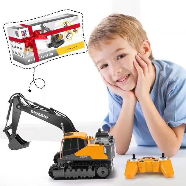 Alt view image 6 of 6 - Volvo RC Excavator Remote Control Excavator Toy for Boys Full Function Construction Vehicles Toys with Shovel for Outdoor Play Sandbox Digger Toys Gifts for Kids