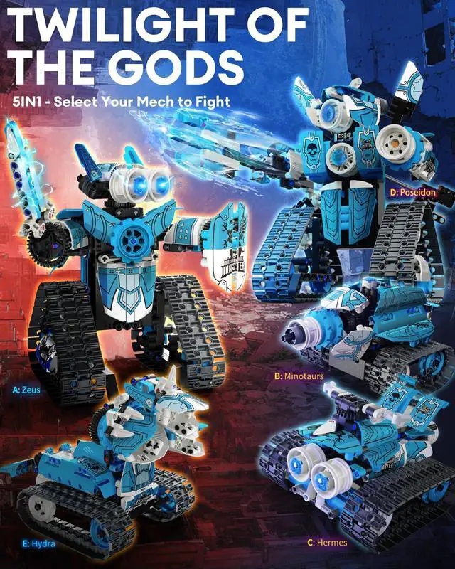 Alt view image 2 of 6 - 5 in 1 STEM RC Robot Building Kit, 398PCS APP & Remote Control Blocks DIY Engineering Robotics, Erector Science Set , Educational Learn Toys Gift for Boys & Girls