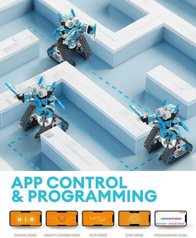Alt view image 4 of 6 - 5 in 1 STEM RC Robot Building Kit, 398PCS APP & Remote Control Blocks DIY Engineering Robotics, Erector Science Set , Educational Learn Toys Gift for Boys & Girls